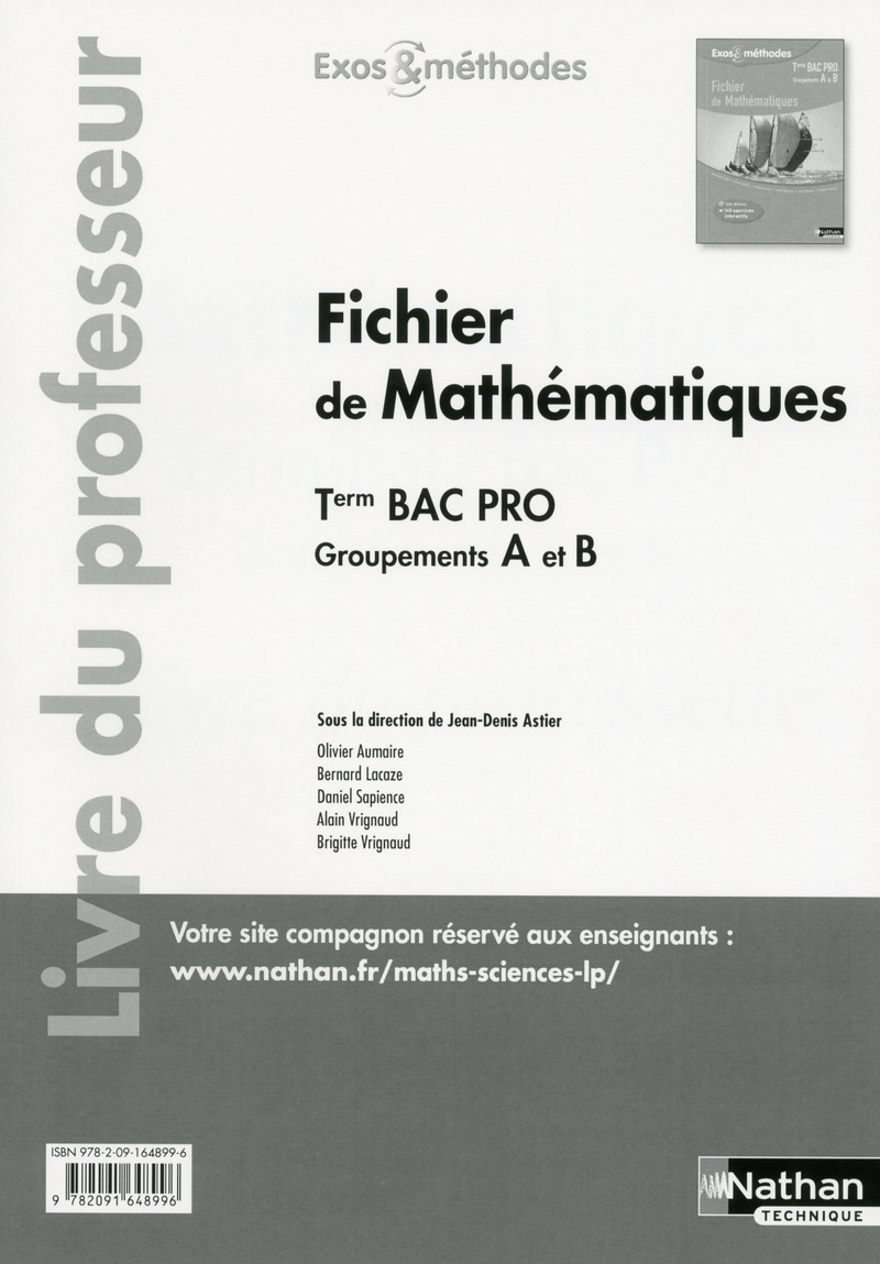 Fichier De Mathematiques Tle Bac Pro Groupements A Et B Livre Du Professeur 9782091648996 Editions Nathan