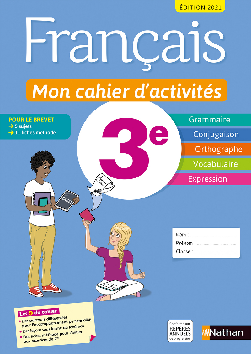 Presentation Cahier De Francais Français - Mon cahier d'activités 3e - Cahier de l'élève - 9782091712970 |  Éditions Nathan