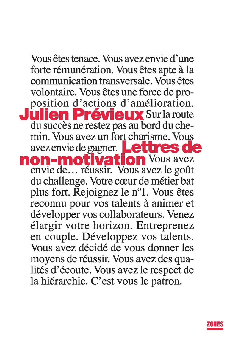Lettres de non-motivation - Julien Prévieux