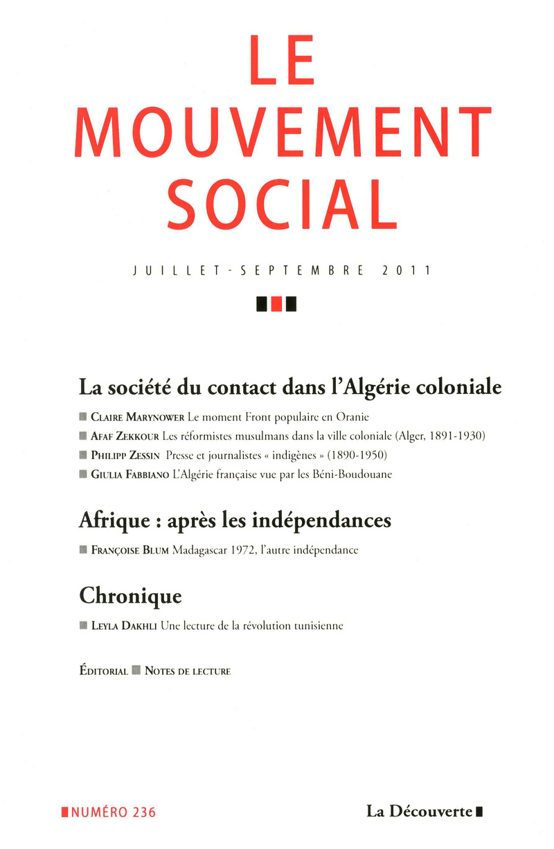 La société du contact dans l'Algérie coloniale 